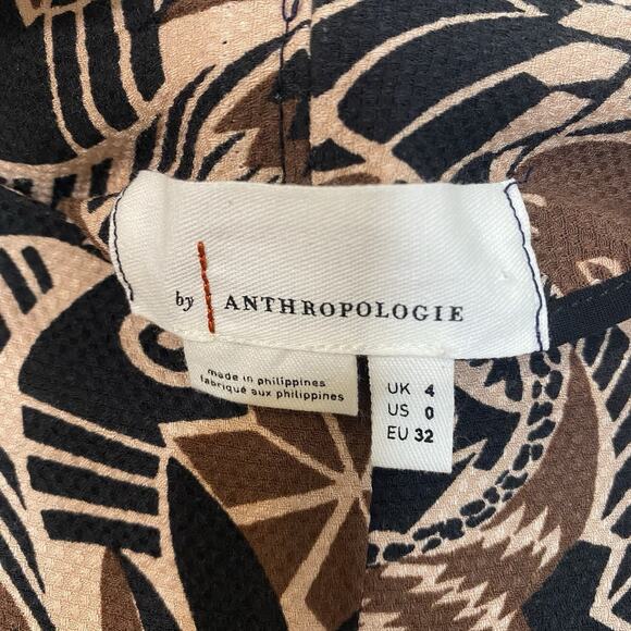 By Anthropologie Drapey Flare Pants Brown Motif Boho Hippie Bell Bottoms 0 NWT - Picture 5 of 9